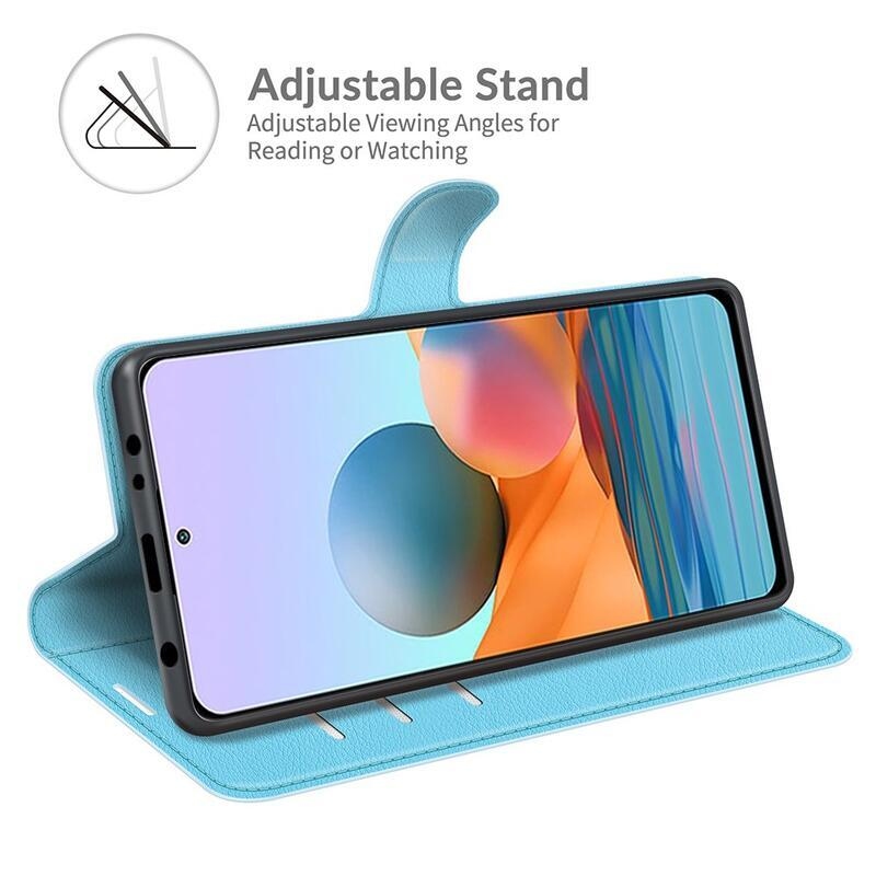 Litchi pénztárca tok a Xiaomi Redmi Note 10 Pro-hoz - kék