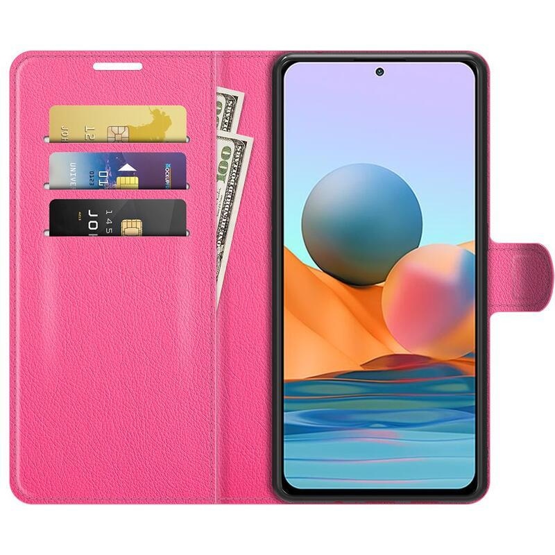 Litchi pénztárca tok Xiaomi Redmi Note 10 Pro - rózsaszínű