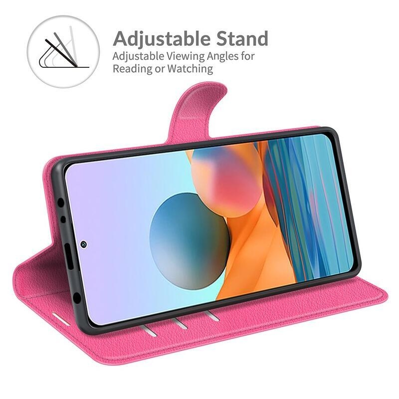 Litchi pénztárca tok Xiaomi Redmi Note 10 Pro - rózsaszínű