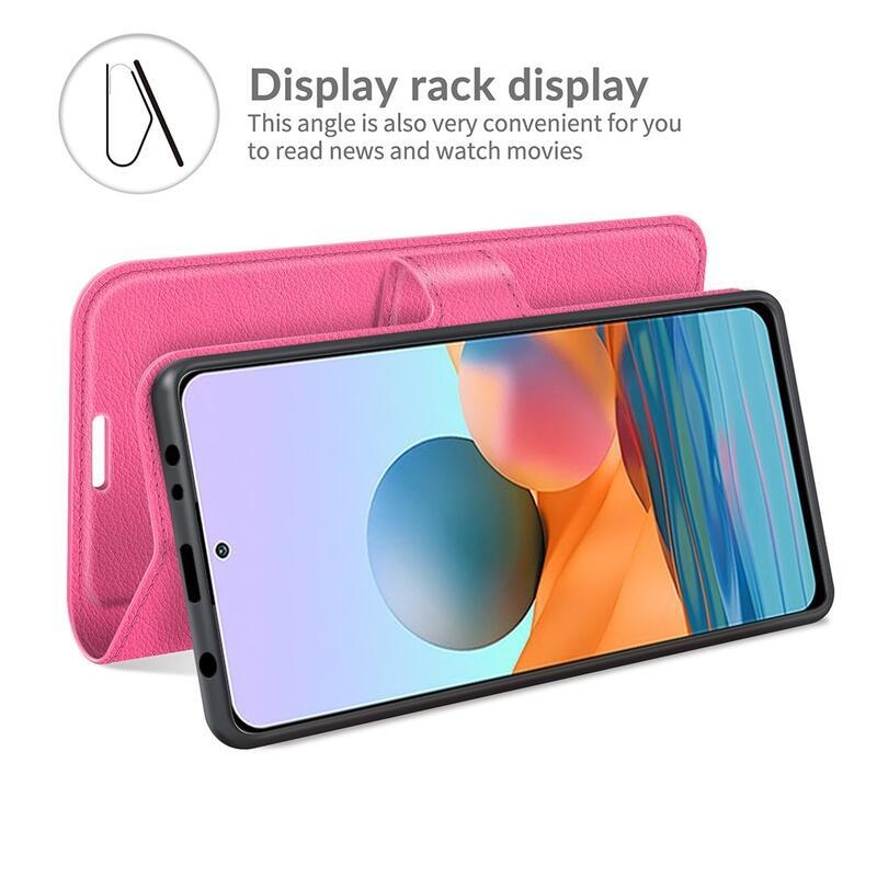 Litchi pénztárca tok Xiaomi Redmi Note 10 Pro - rózsaszínű