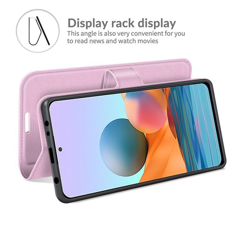 Litchi pénztárca tok a Xiaomi Redmi Note 10 Pro-hoz - rózsaszínű