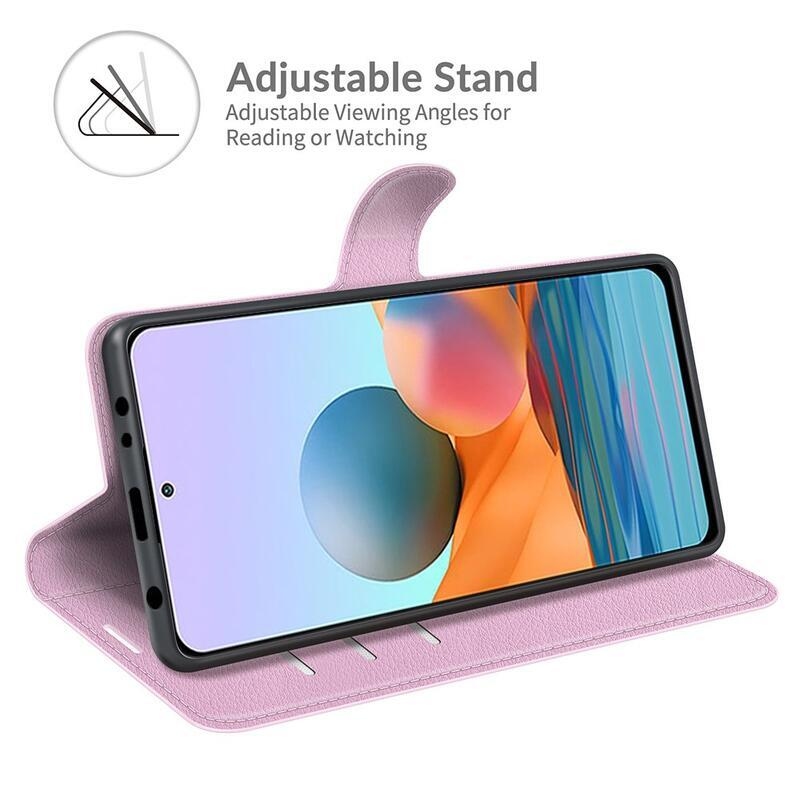 Litchi pénztárca tok a Xiaomi Redmi Note 10 Pro-hoz - rózsaszínű
