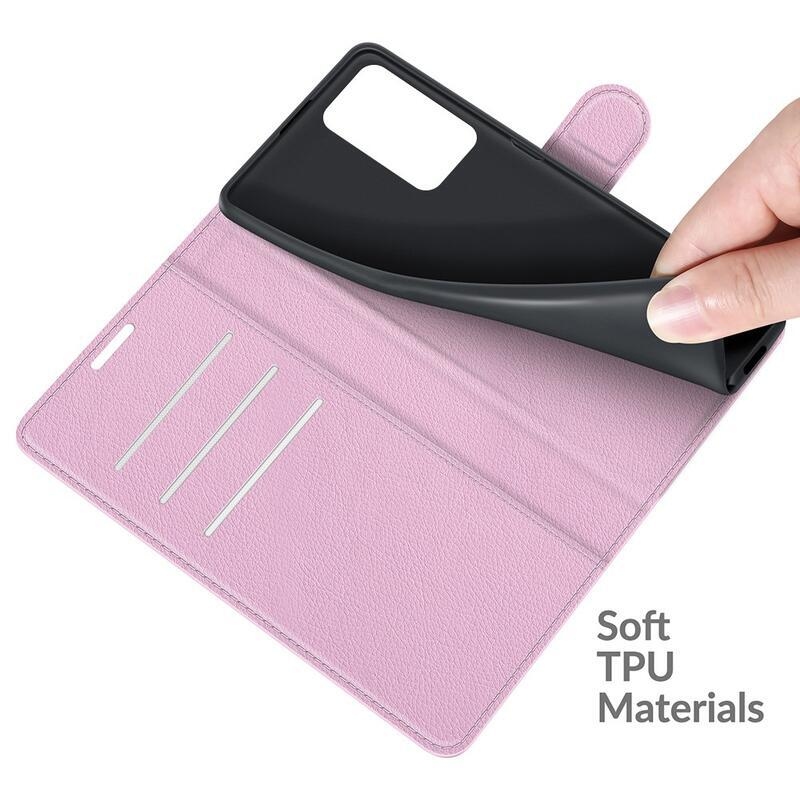 Litchi pénztárca tok a Xiaomi Redmi Note 10 Pro-hoz - rózsaszínű