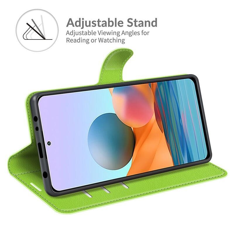 Litchi pénztárca tok a Xiaomi Redmi Note 10 Pro-hoz - zöld