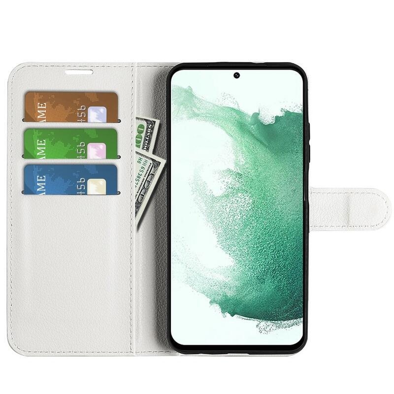Litchi pénztárca tok Samsung Galaxy S23+ készülékhez - fehér