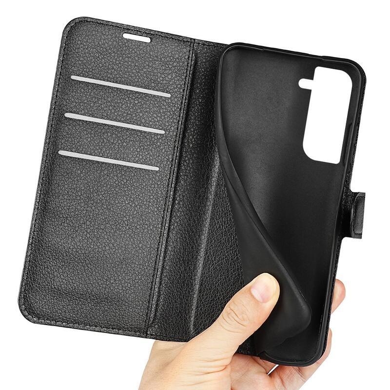 Litchi pénztárca tok Samsung Galaxy S23-hoz - fekete