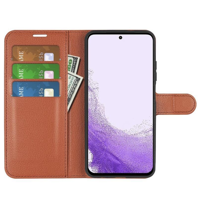 Litchi pénztárca tok Samsung Galaxy S23-hoz - barna