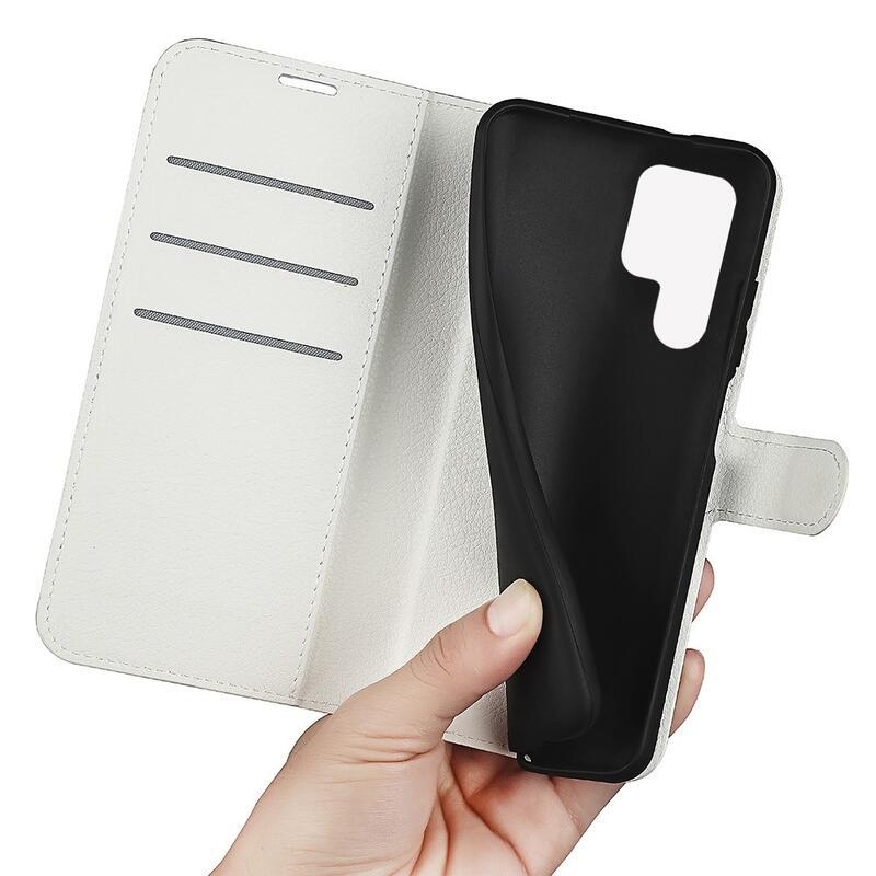 Litchi pénztárca tok Samsung Galaxy S23 Ultra készülékhez - fehér
