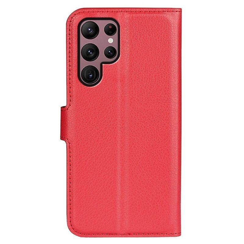 Litchi pénztárca tok Samsung Galaxy S23 Ultra készülékhez - piros
