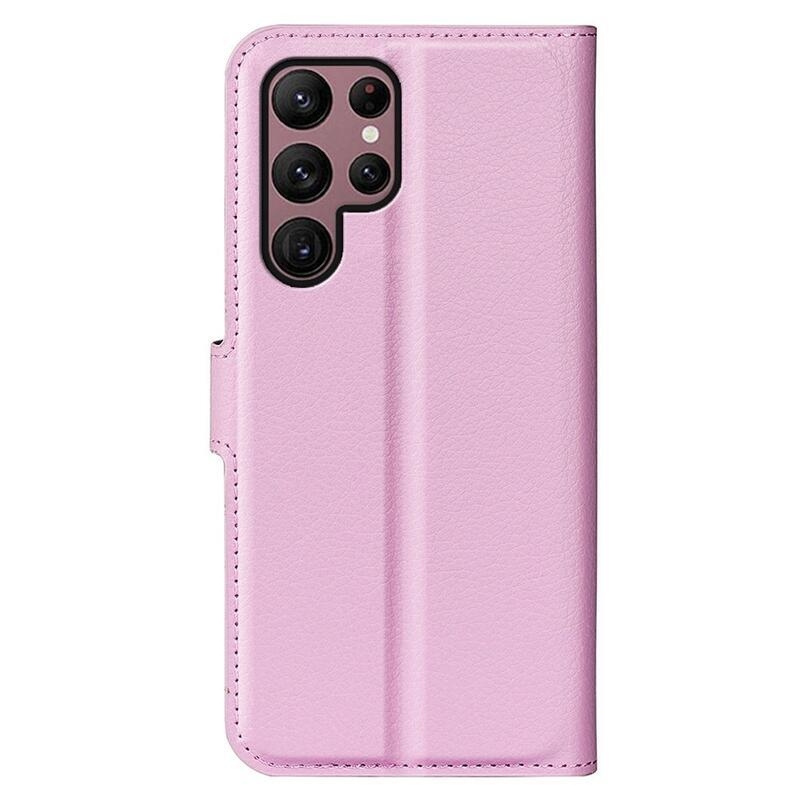 Litchi pénztárca tok Samsung Galaxy S23 Ultra készülékhez - rózsaszín