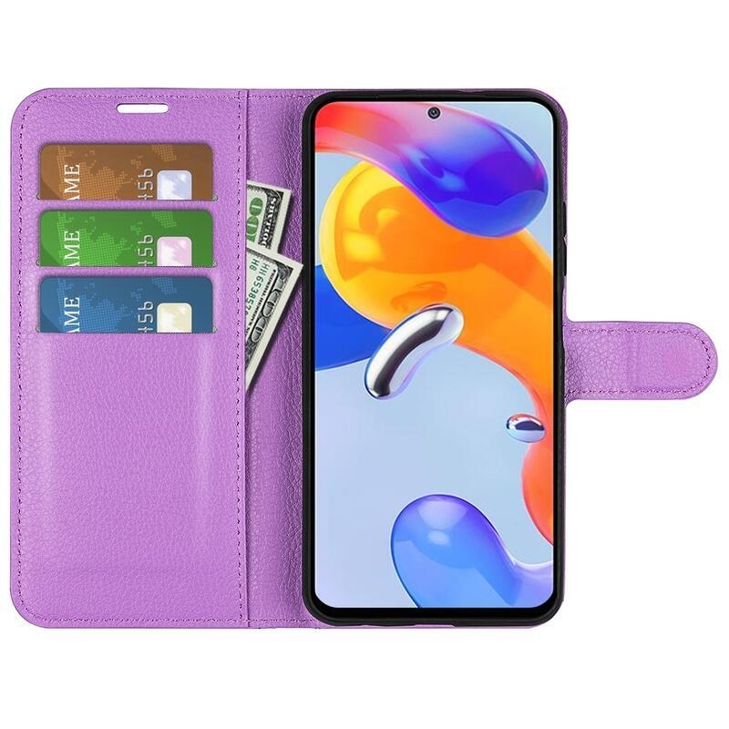 Litchi pénztárca tok Xiaomi Redmi Note 11 Pro 4G/5G - lila