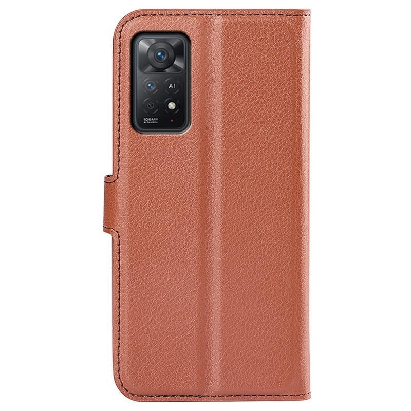 Litchi pénztárca tok Xiaomi Redmi Note 11 Pro 4G/5G - barna színben