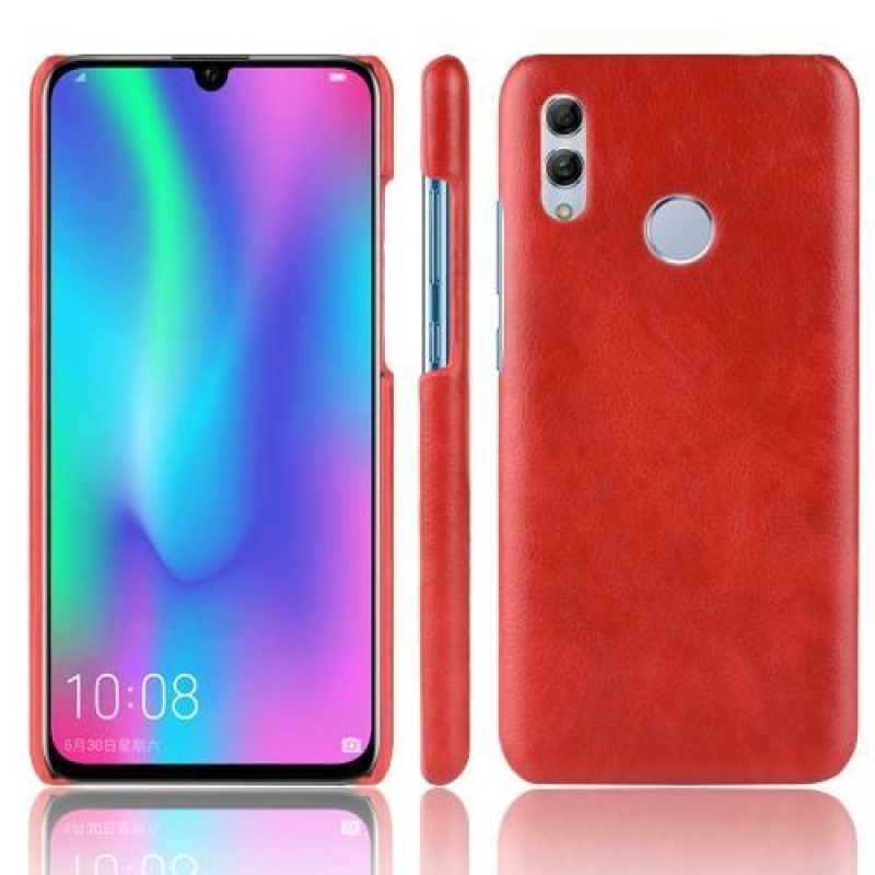 Litchi műanyag borítás PU bőr hátlappal Honor 10 Lite és Huawei P Smart (2019) készülékhez - piros