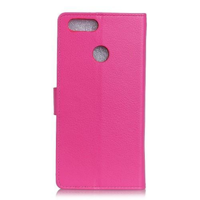 Litchi PU bőr könyv tok a Honor 7X-hez - rózsaszínű