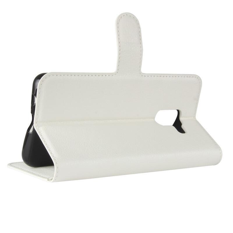 Litchi PU bőr könyv tok Samsung Galaxy A8 (2018) - fehér