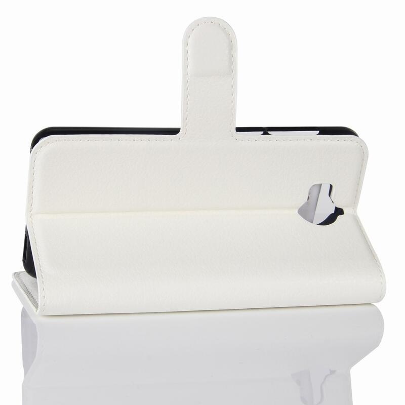 Litchi PU bőr pénztárca tok Huawei Y6 (2017) számára - fehér