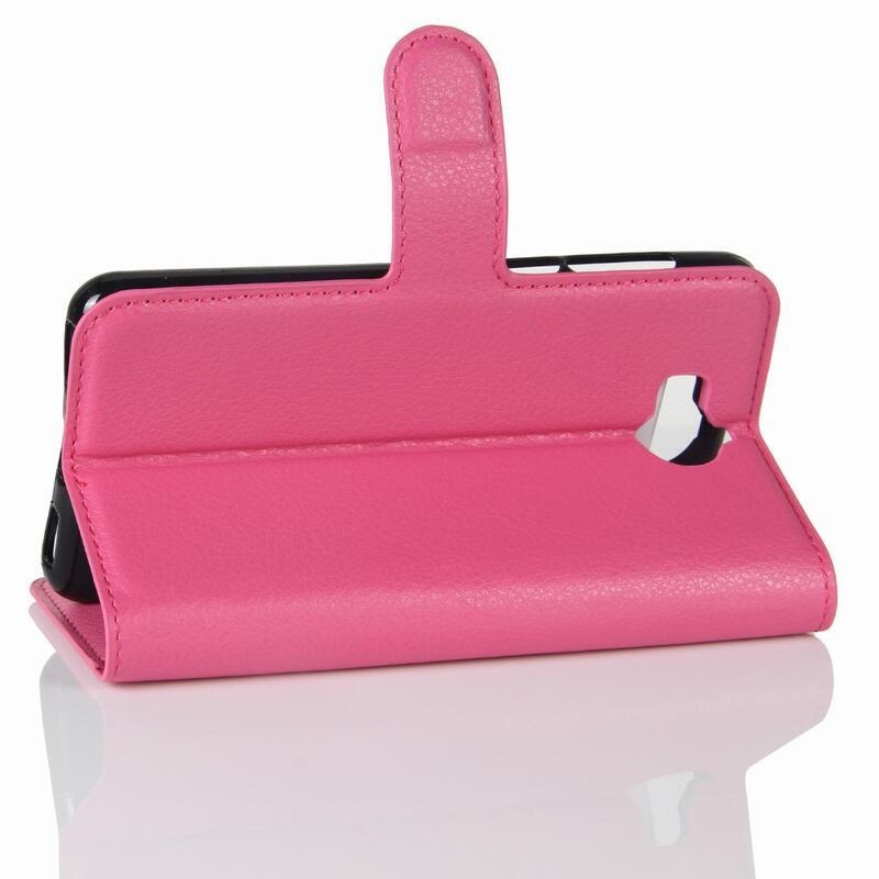 Litchi PU bőr pénztárca tok Huawei Y6 (2017) - rózsa