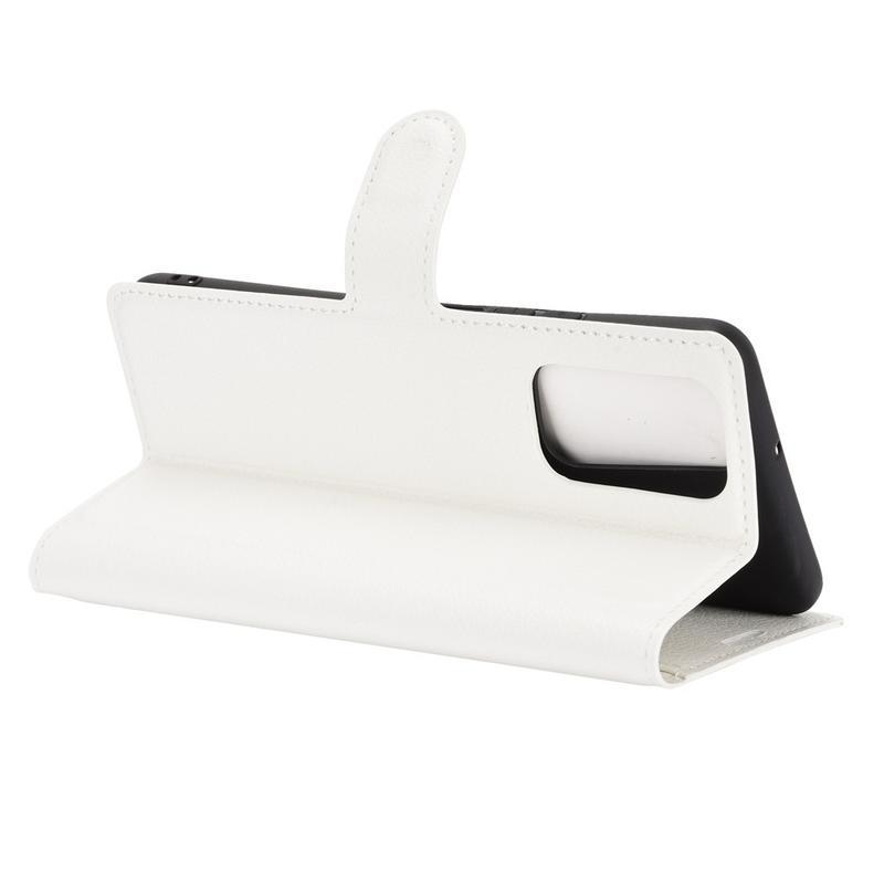 Litchi PU bőr pénztárca tok a Honor 10X Lite-hoz - fehér