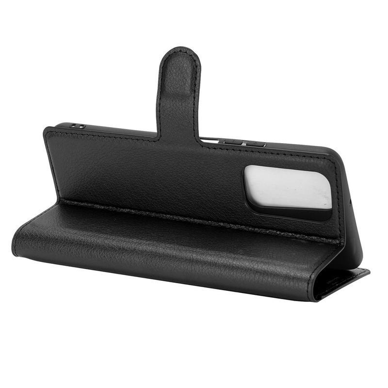 Litchi PU bőr pénztárca tok Honor 10X Lite-hoz - fekete