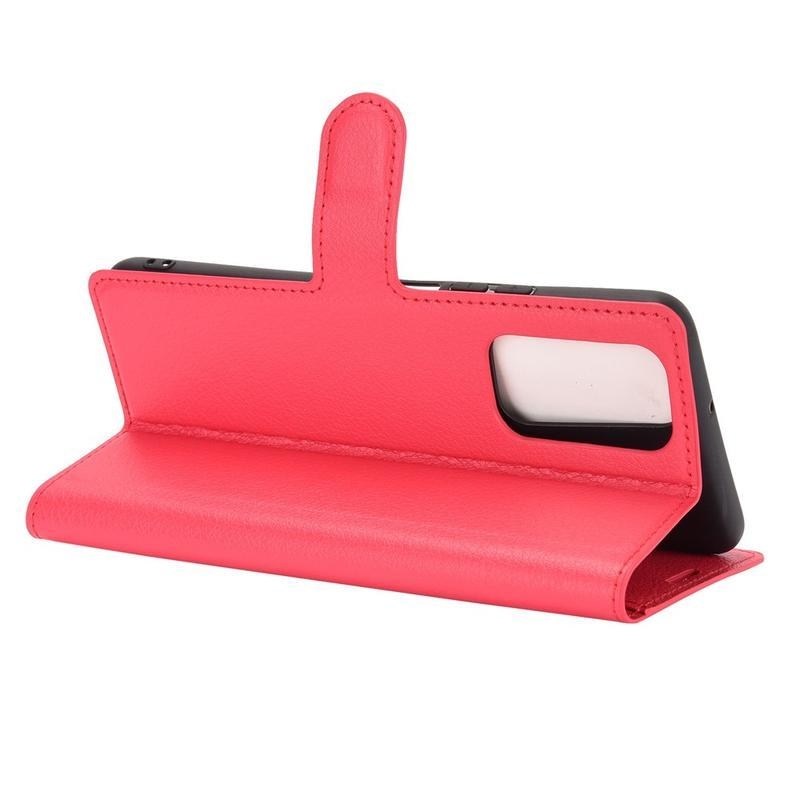 Litchi PU bőr pénztárca tok a Honor 10X Lite-hoz - piros
