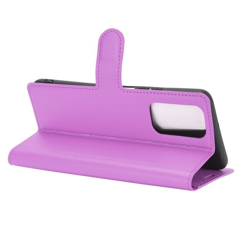 Litchi PU bőr pénztárca tok Honor 10X Lite-hoz - lila