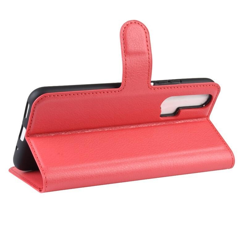 Litchi PU bőr pénztárca tok a Honor 20 Pro-hoz - piros