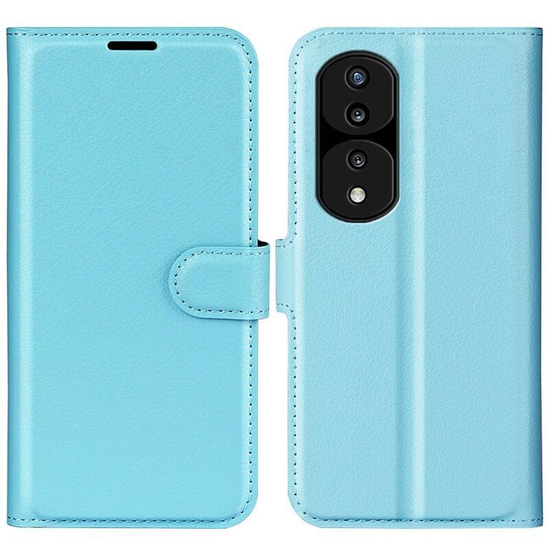 Litchi PU bőr pénztárca tok a Honor 70 5G számára - kék
