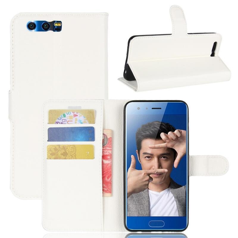 Litchi PU bőr pénztárca tok a Honor 9-hez - fehér