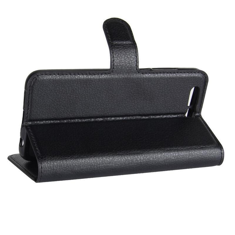 Litchi PU bőr pénztárca tok a Honor 9-hez - fekete