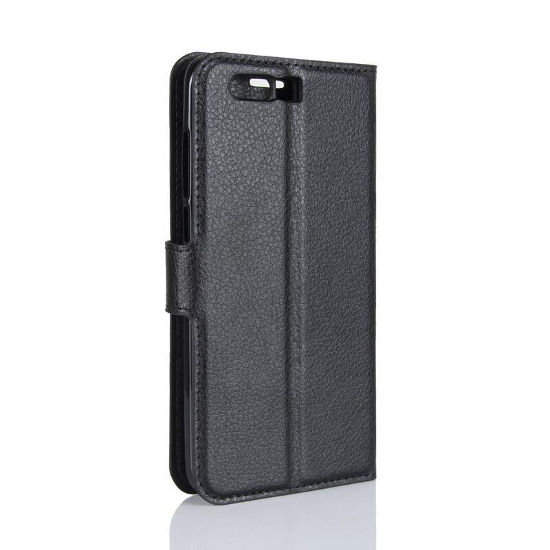 Litchi PU bőr pénztárca tok a Honor 9-hez - fekete