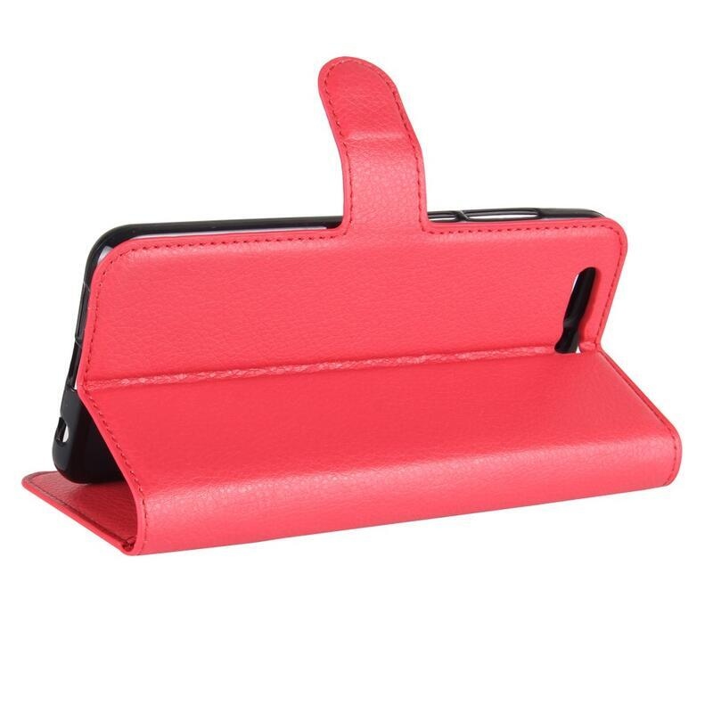 Litchi PU bőr pénztárca tok a Honor 9-hez - piros