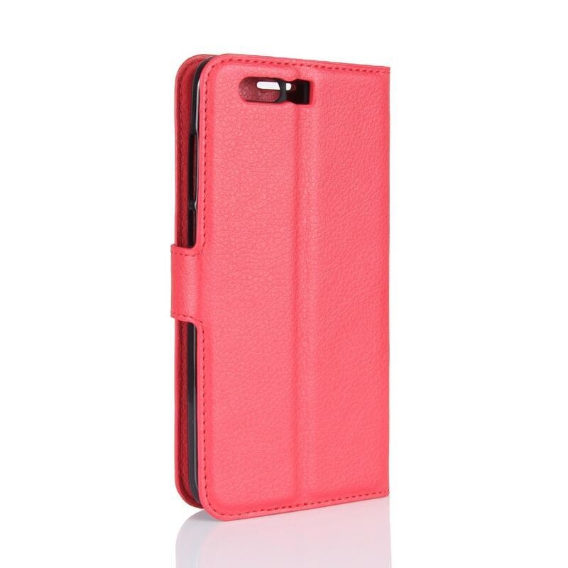 Litchi PU bőr pénztárca tok a Honor 9-hez - piros