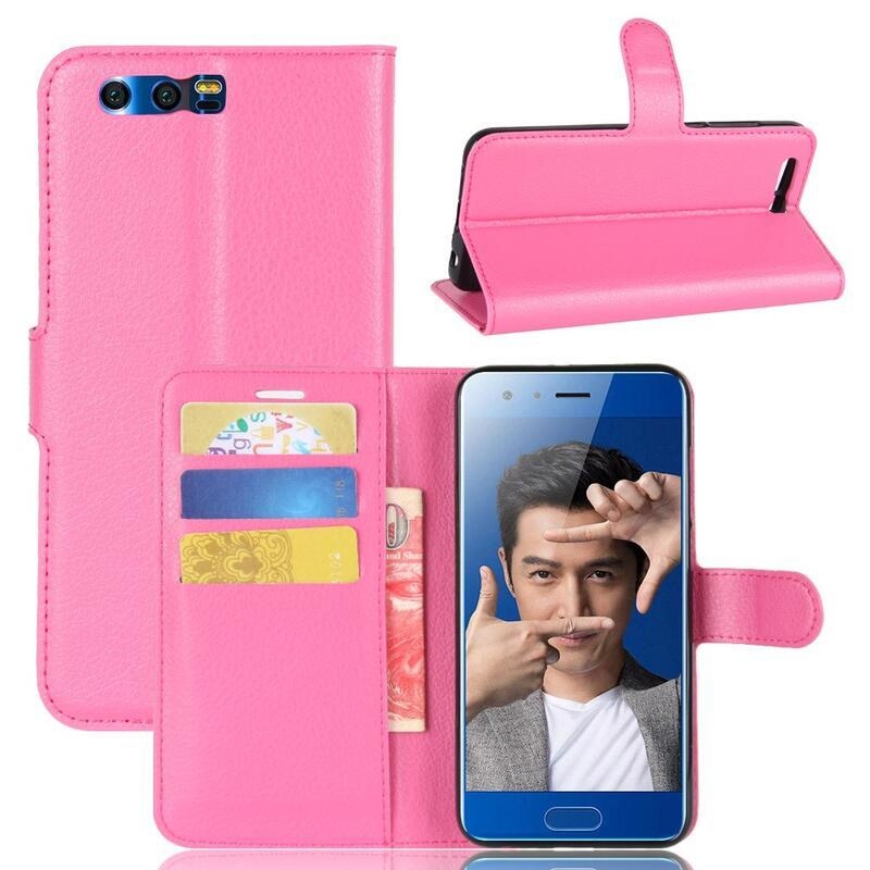 Litchi PU bőr pénztárca tok Honor 9 - rózsa