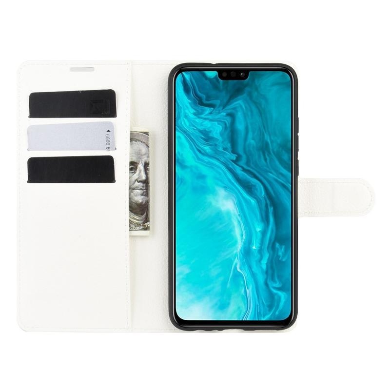 Litchi PU bőr pénztárca tok a Honor 9X Lite-hoz - fehér