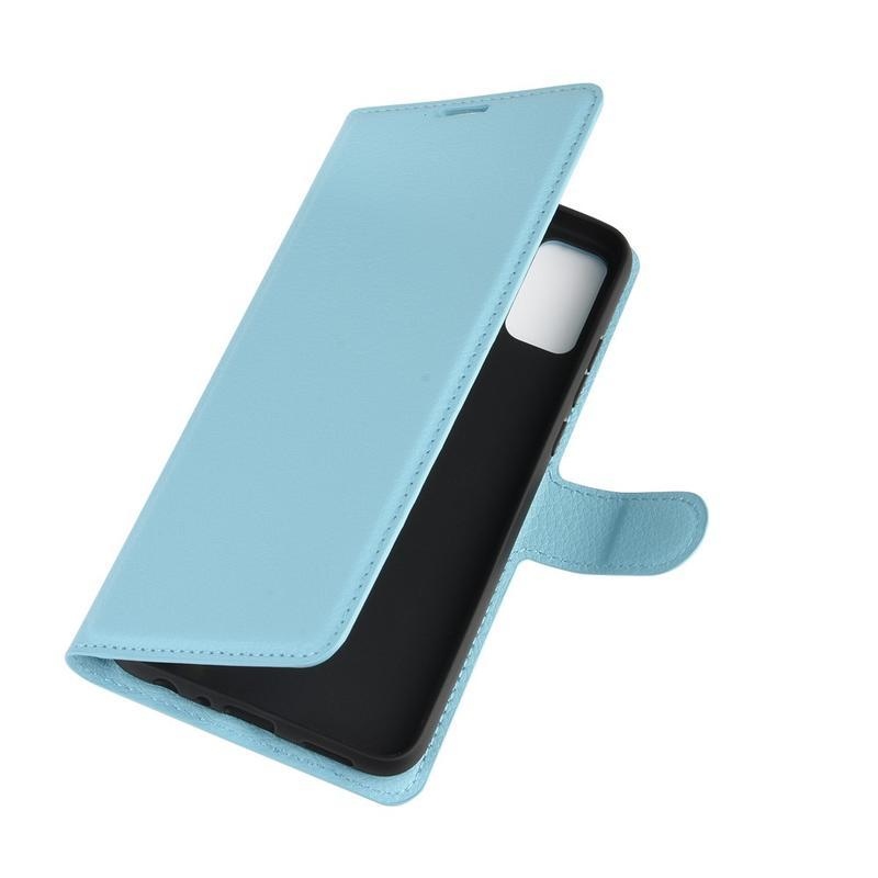 Litchi PU bőr pénztárca tok Honor 9X Lite-hoz - kék
