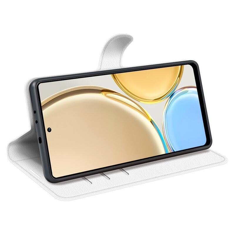 Litchi PU bőr pénztárca tok Honor Magic 4 Lite 5G - fehér