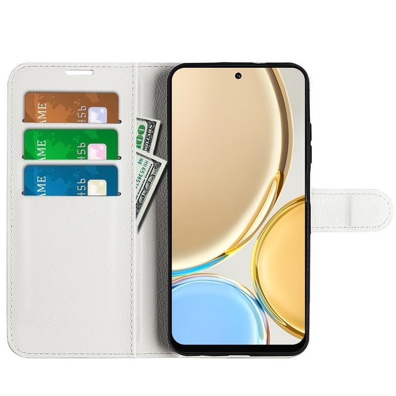 Litchi PU bőr pénztárca tok Honor Magic 4 Lite 5G - fehér