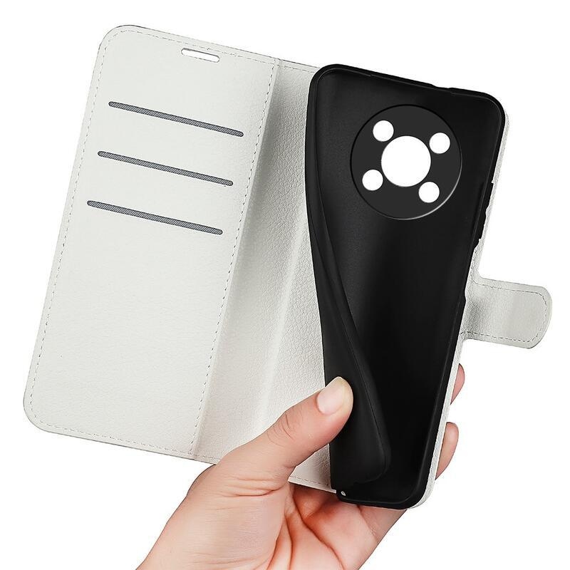 Litchi PU bőr pénztárca tok Honor Magic 4 Lite 5G - fehér
