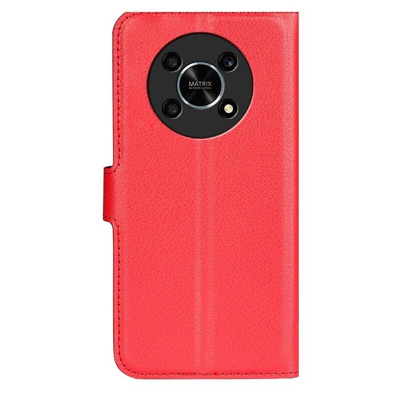 Litchi PU bőr pénztárca tok a Honor Magic 4 Lite 5G számára - piros