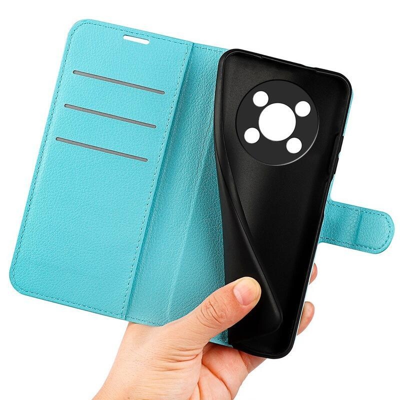 Litchi PU bőr pénztárca tok Honor Magic 4 Lite 5G - kék