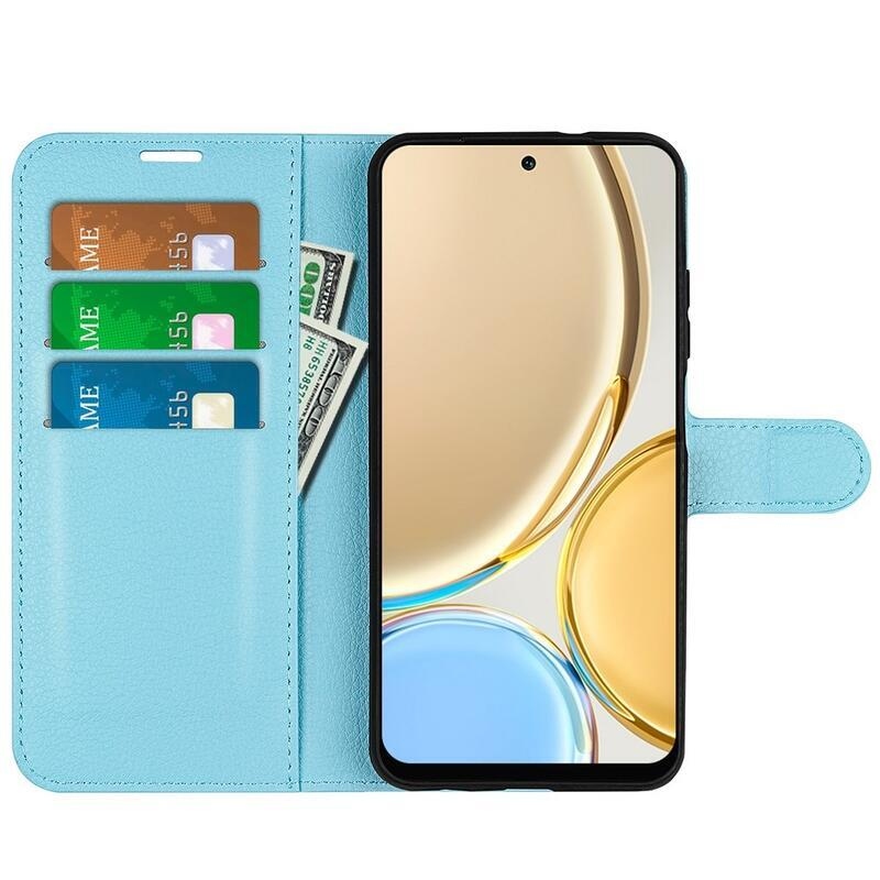 Litchi PU bőr pénztárca tok Honor Magic 4 Lite 5G - kék