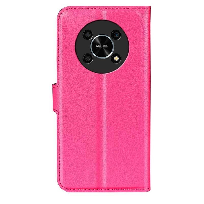 Litchi PU bőr pénztárca tok Honor Magic 4 Lite 5G - rózsaszínű