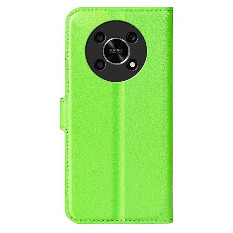 Litchi PU bőr pénztárca tok a Honor Magic 4 Lite 5G számára - zöld