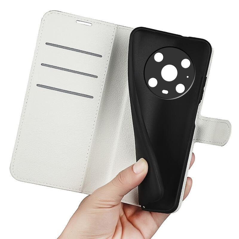 Litchi PU bőr pénztárca tok Honor Magic 4 Pro 5G - fehér