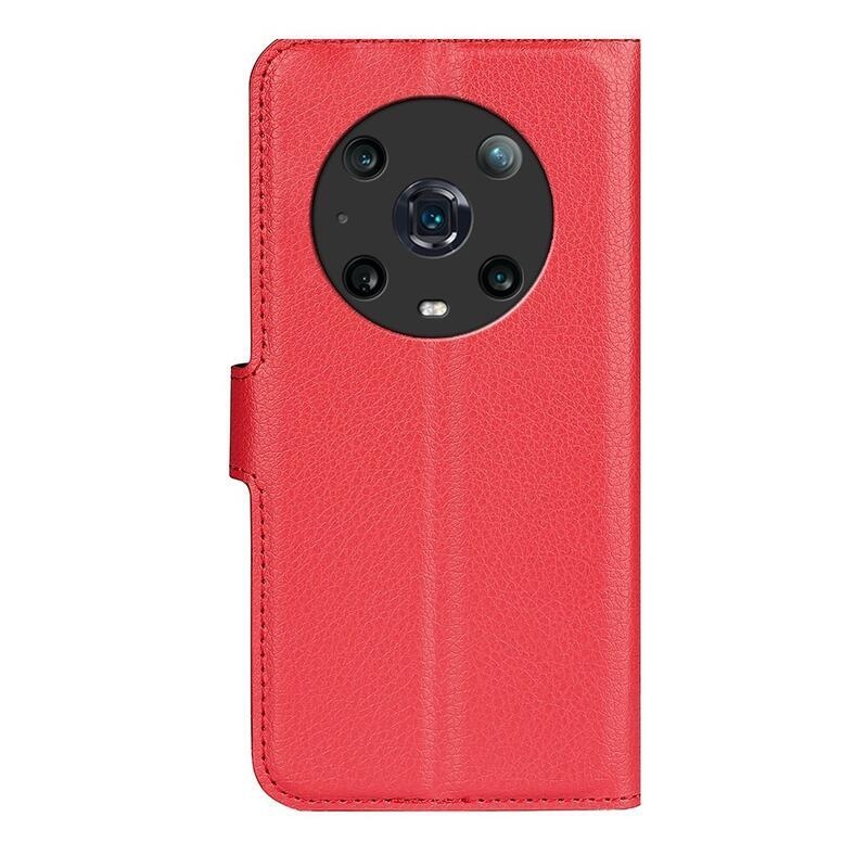 Litchi PU bőr pénztárca tok a Honor Magic 4 Pro 5G számára - piros