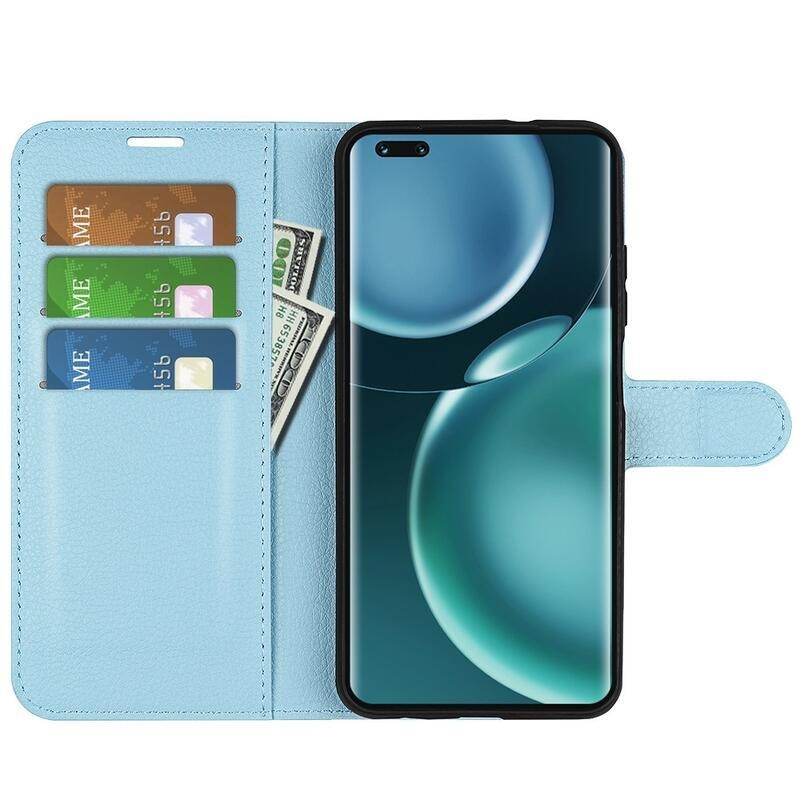 Litchi PU bőr pénztárca tok Honor Magic 4 Pro 5G - kék