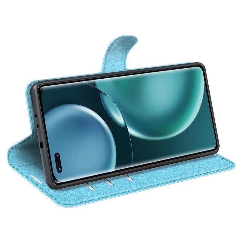 Litchi PU bőr pénztárca tok Honor Magic 4 Pro 5G - kék