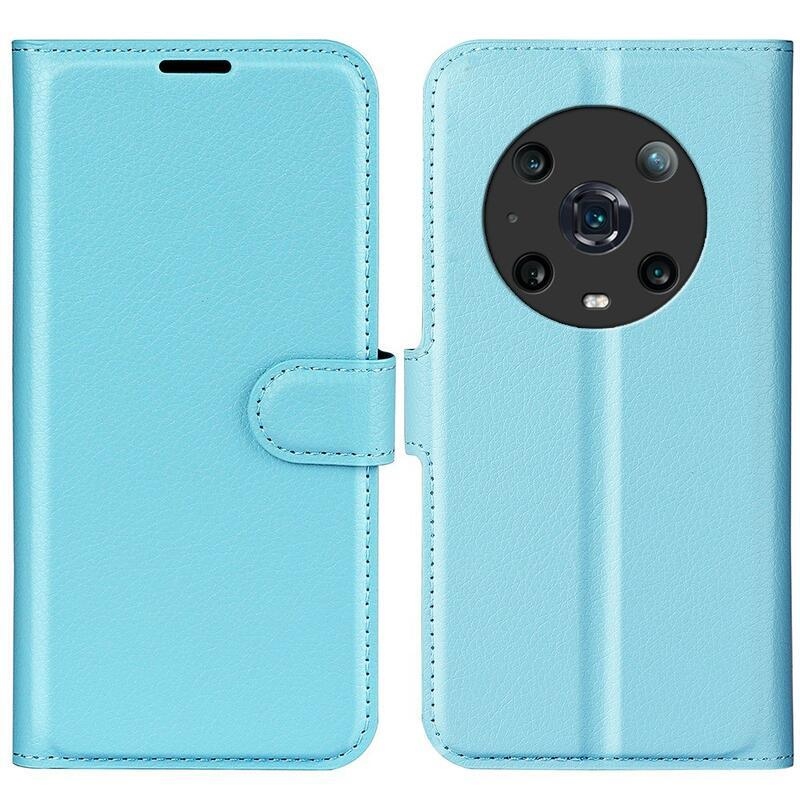 Litchi PU bőr pénztárca tok Honor Magic 4 Pro 5G - kék
