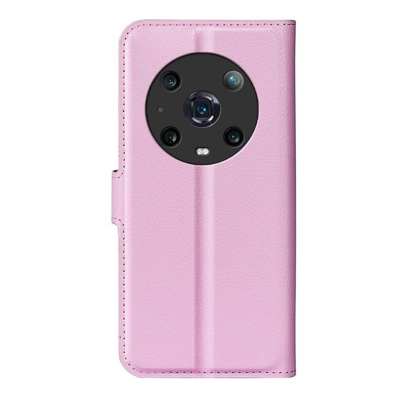 Litchi PU bőr pénztárca tok a Honor Magic 4 Pro 5G számára - rózsaszínű