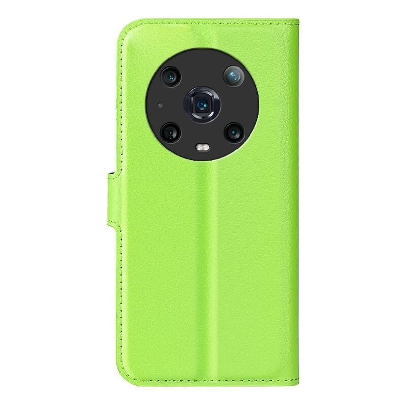 Litchi PU bőr pénztárca tok a Honor Magic 4 Pro 5G számára - zöld